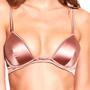 NWOT FLEUR DU MAL LUXE PLUNGE BRA IN TAN SZ 34D